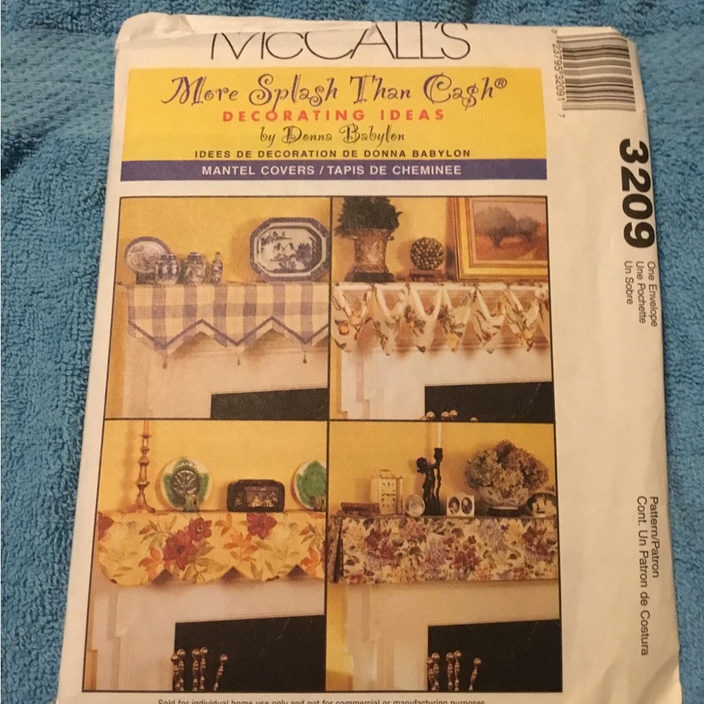 McCall’s 3209 Mantel Covers, sewing pattern